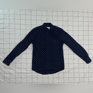 Good Fellow Dress shirt. Dark Blue Shirt with White Diamond Pattern.